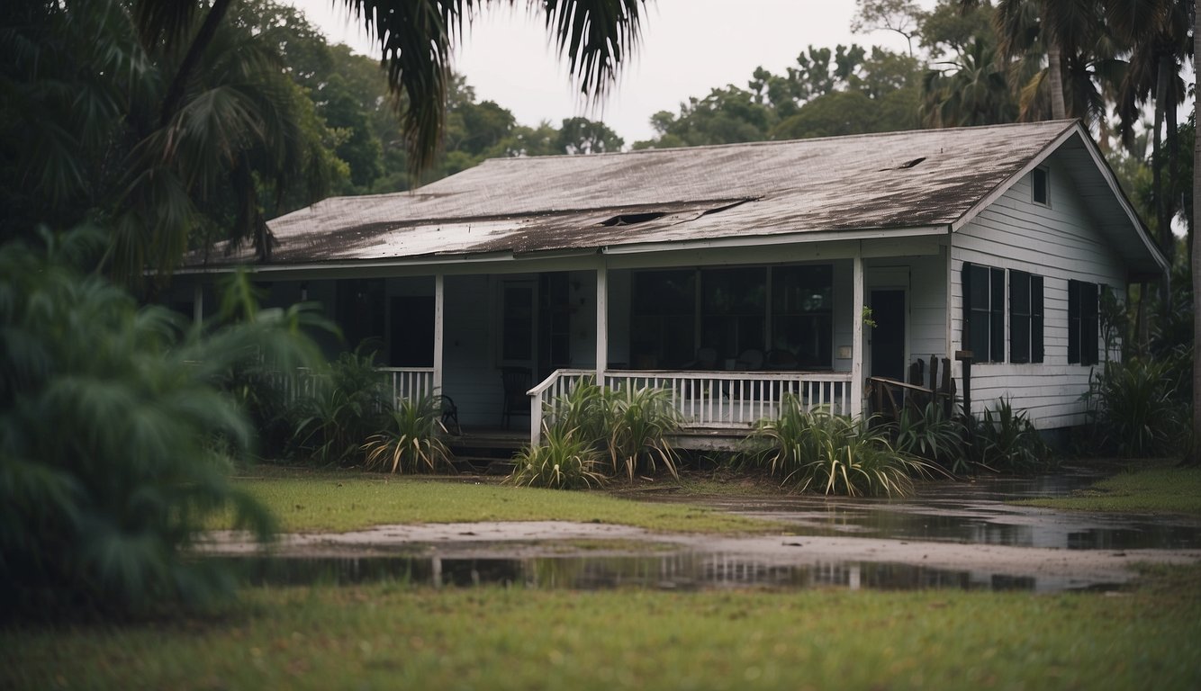 A moldy house in Florida, with visible signs of water damage and potential health hazards